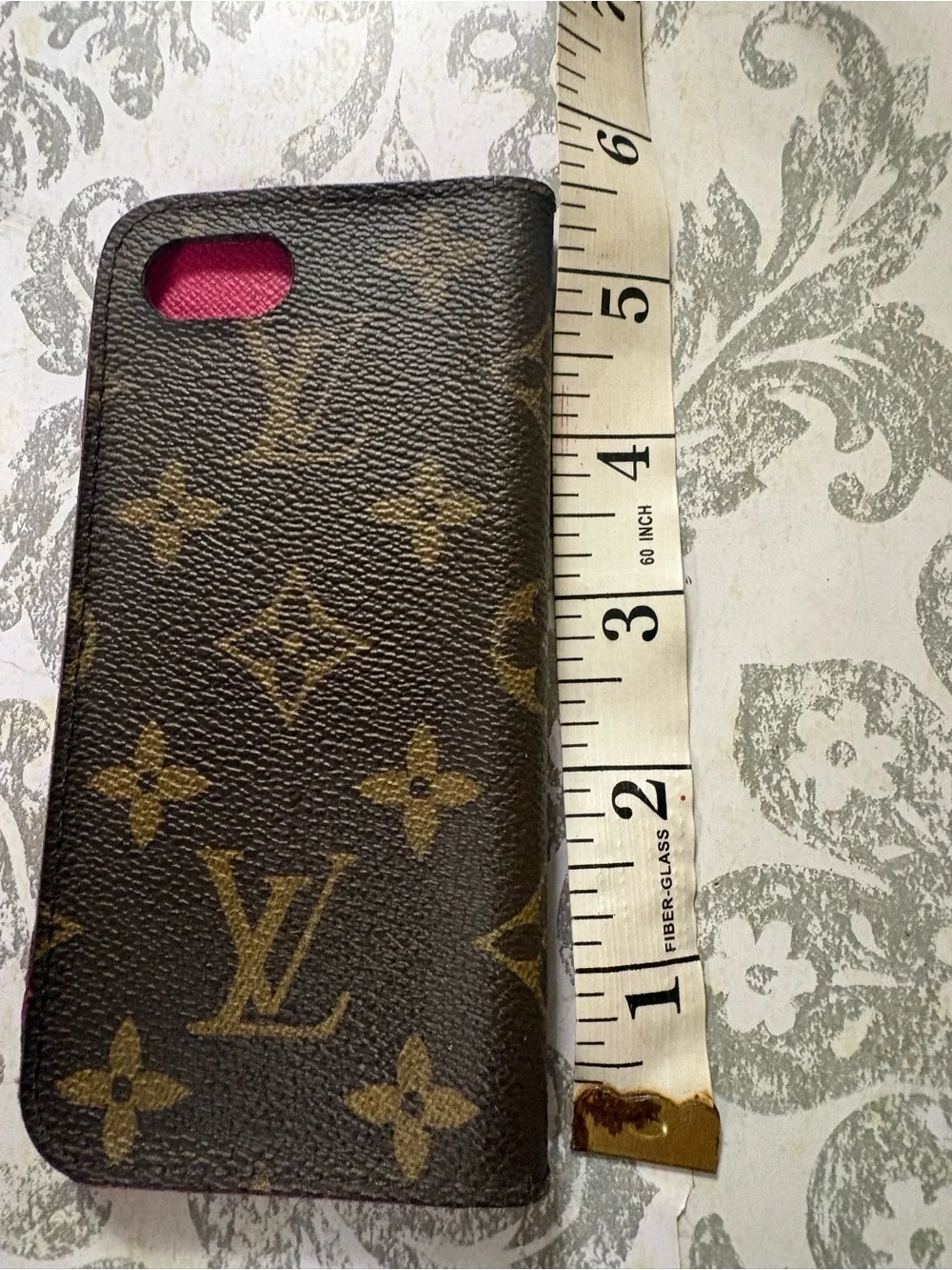 Louis Vuitton Monogram Phone Folio with Bright Pink Interior
